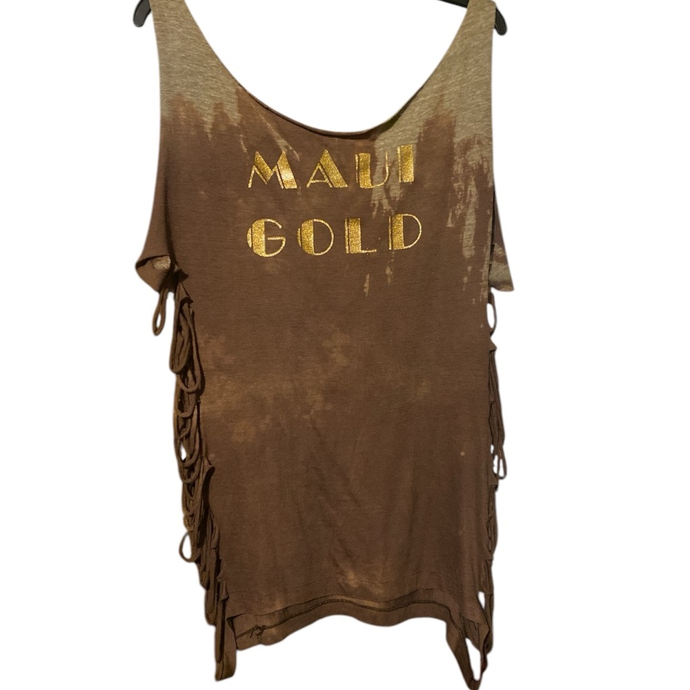 Unique Maui gold brown tank medium/large distressed
